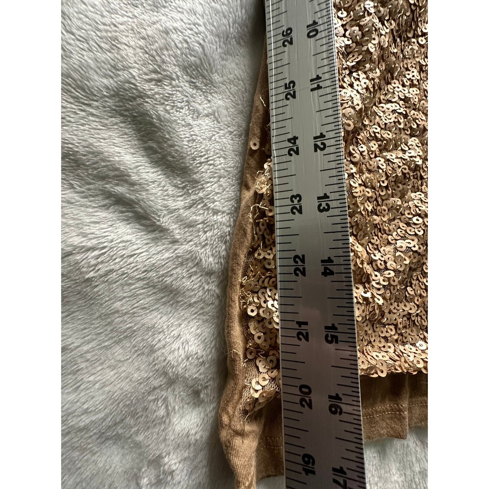 Talbots Woman 2X Champagne Gold Sequin Tank Top Sleeveless Knit Tan Brown-22 - Picture 9 of 11